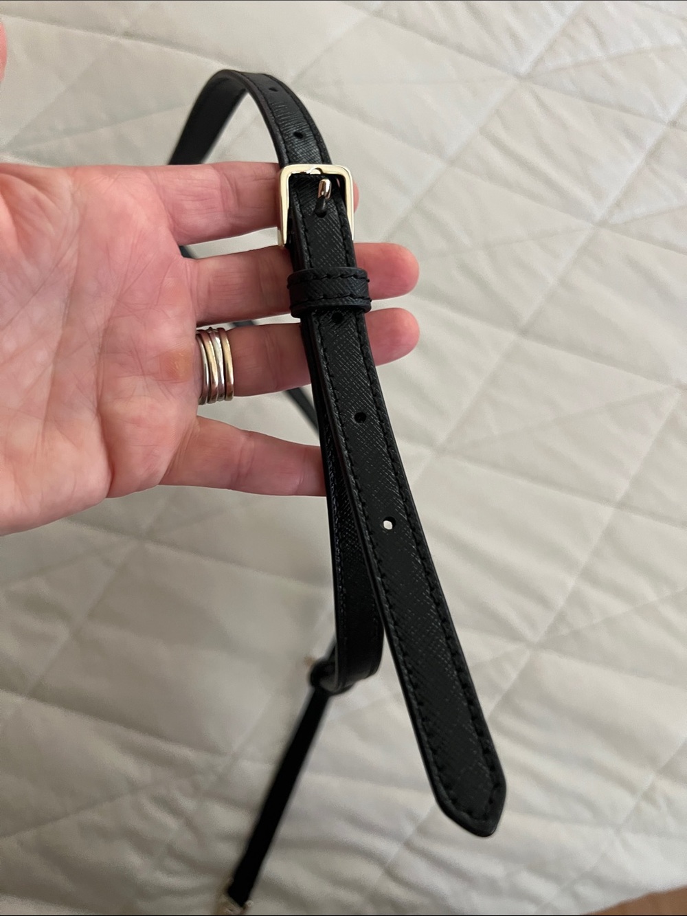 Kate Spade Black Saffiano Leather Gold Hardware Replacement Strap Authentic - Picture 3 of 16